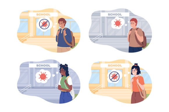 Back to School After Covid Illustrations for Creative Projects