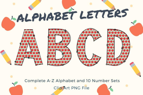 Back to School Alphabet Doodle Red Apple: A Versatile Digital Resource for Creative Projects