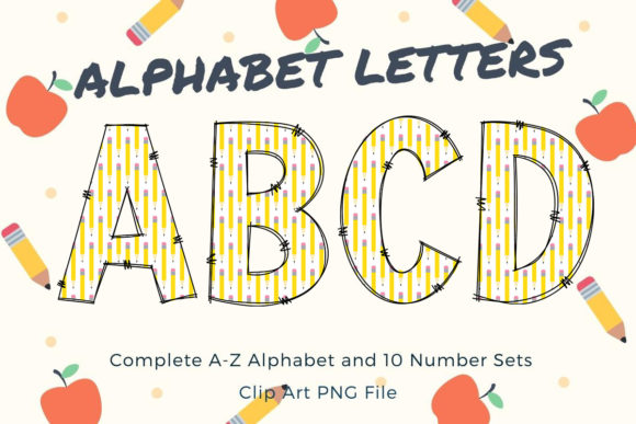 Back to School Doodle Alphabet Pencil