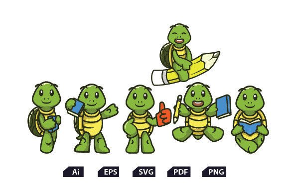 Cute Student Turtle Back to School Set