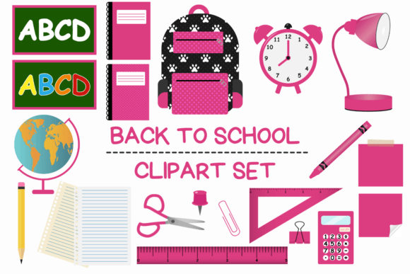 Fuchsia Back to School Clipart Set: A Vibrant Addition to Your Digital Toolkit