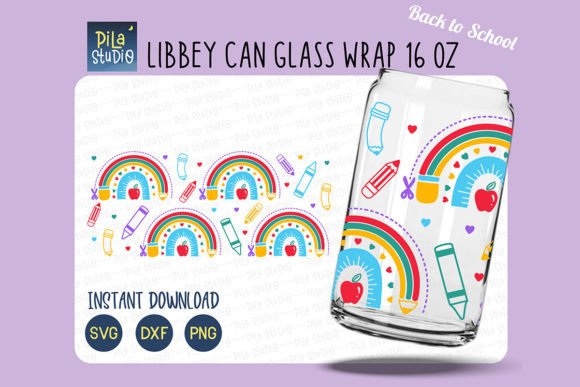 Rainbow Back to School Can Glass Svg