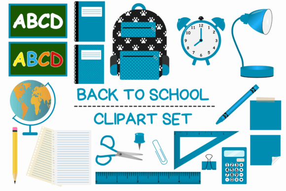 Turquoise Back to School Clipart Set: A Creative Resource for Educators and Designers