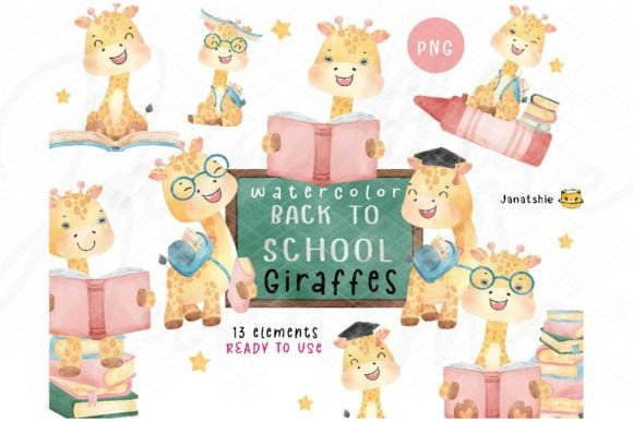 Watercolor Back to School Giraffe Animal: A Unique Addition for Creative Projects